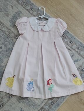 Lulu Bebe Girls Pink Dana Dress  Embroidered Princesses Disney Sz6